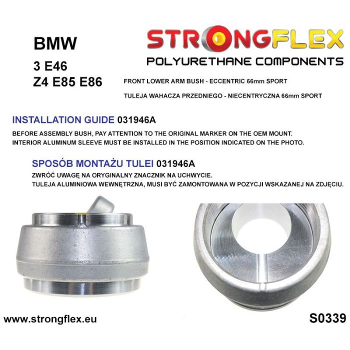 031946A: Casquillos del brazo inferior delantero - excéntricos 66 mm SPORT