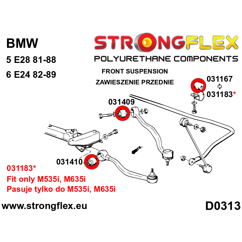 036052A: Kit completo de silentblocks de suspensión SPORT para BMW 5 E28 / 6 E24