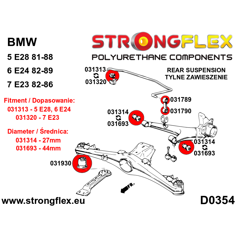 036052A: Kit completo de silentblocks de suspensión SPORT para BMW 5 E28 / 6 E24