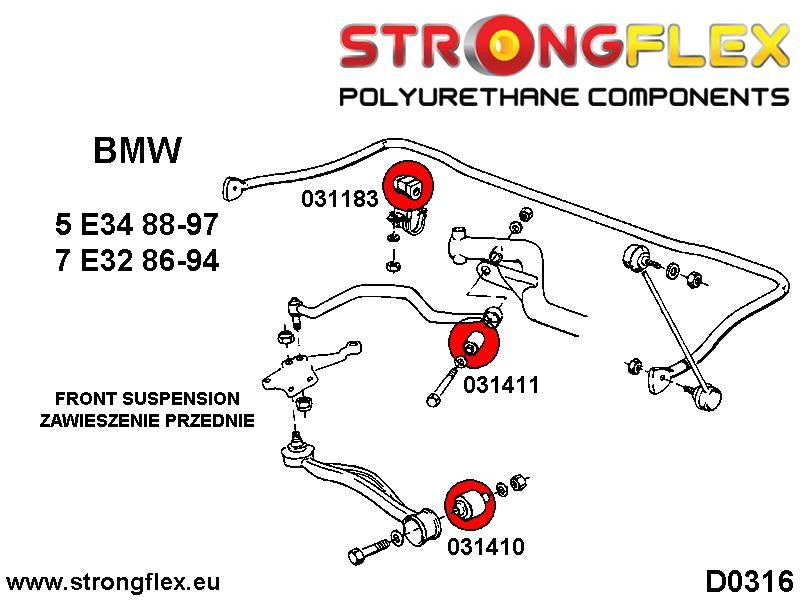 036171A: Kit de silentblocks de suspensión delantera SPORT