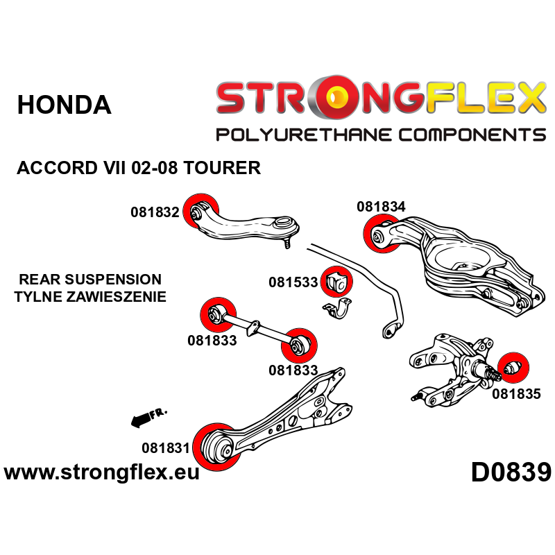 086234A: Kit completo de silentblocks de suspensión SPORT para Honda Accord VII (02-08) Tourer CM