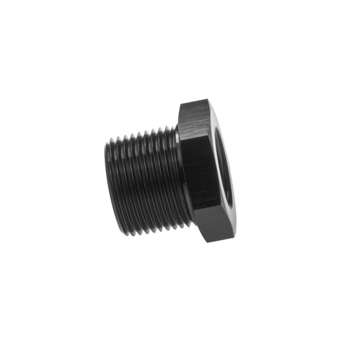 Pipe reducer adapter, bushing and 1/4 NPT male to 1/8 NPT female hose, black.