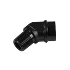 Adaptador de 1/4 NPT, acoplamiento hembra-macho de 45' para manguera, color negro.