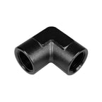 Adaptador de 1/8 NPT, acoplamiento hembra-hembra de 90", color negro.