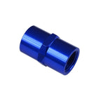 Oil Hose Adapter Fitting, 1/8 NPT Female to 1/8 NPT Straight Bushing, Blue.