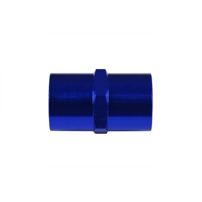 Oil Hose Adapter Fitting, 1/8 NPT Female to 1/8 NPT Straight Bushing, Blue.