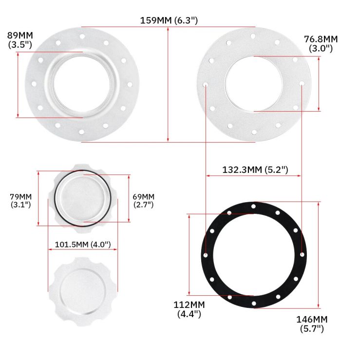 FMIC.EU fuel cell cap 12 bolts silver