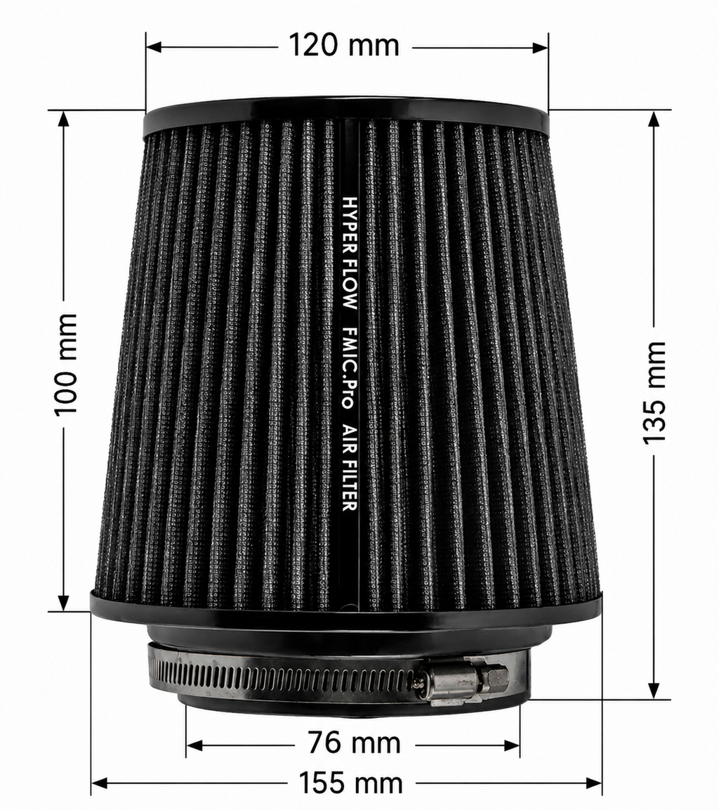 Filtro de aire cónico FMIC.Pro longitud 100 mm diámetro 76 mm negro