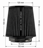 Filtro de aire cónico FMIC.Pro longitud 100 mm diámetro 76 mm negro