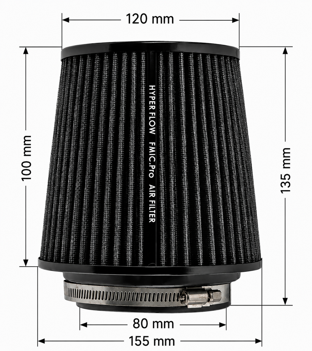 Filtro de aire cónico FMIC.Pro longitud 100 mm diámetro 80 mm negro