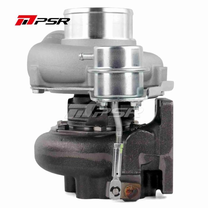 Turbo Pulsar PSR 2860 Gen 2 with dual ball bearings, T51R housing, dual V-band, 0.72 A/R, internal wastegate, machined PSR actuator, 11.6 psi