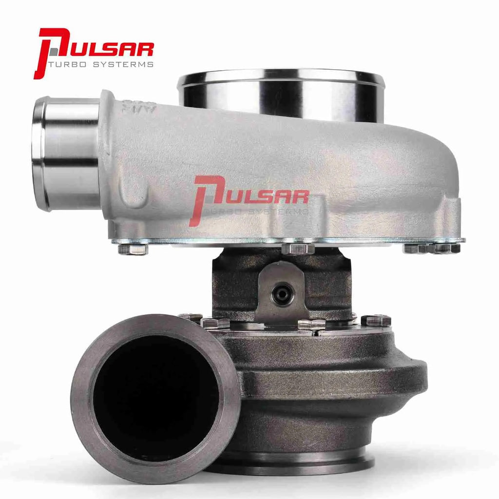 Turbocompresor Pulsar PSR 3067 Gen2 Dual Ball Bearing Dual V-Band 0,72 A/R IWG Actuador billet 7,4 psi con logo PSR