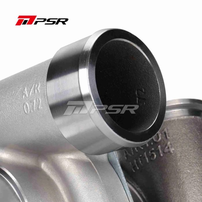 Pulsar PSR 3584 Gen3 Turbo with dual ball bearing, T4 open undivided compressor housing, 0.63 A/R, stainless steel.