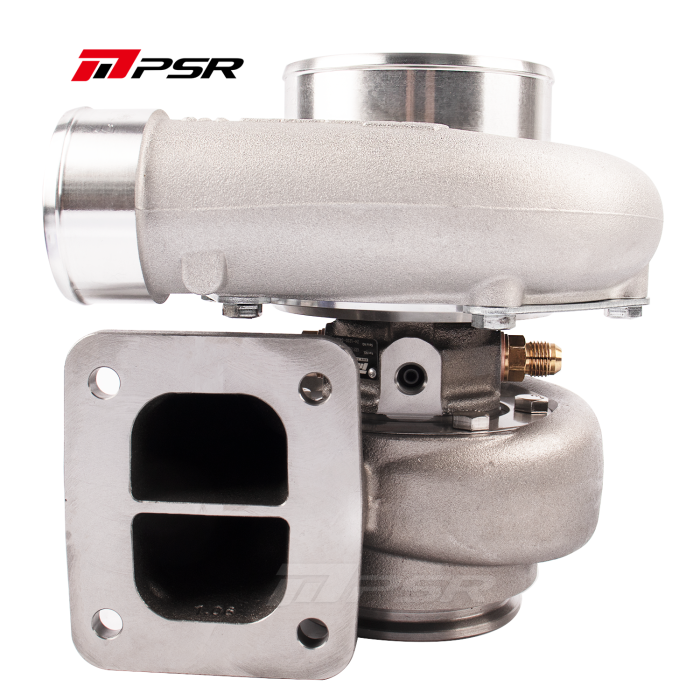 Pulsar PSR 3584 Gen2 1.06 T4 Turbocharger with divided inlet and 3" V-band outlet and ball bearings.