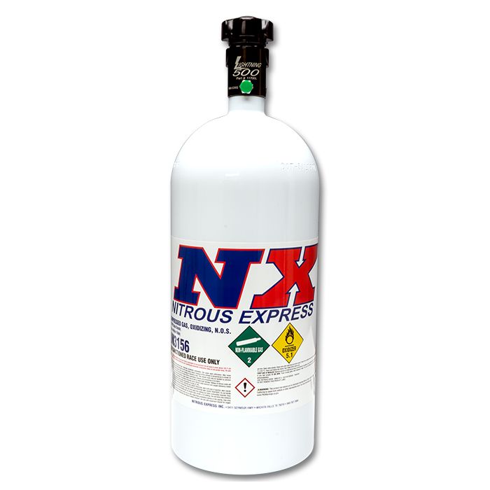 Botella de 2,25 kg (5 lb) con válvula Lightning 500, 5,25 de diámetro x 17,64 de alto, Nitrous Express NX 11050