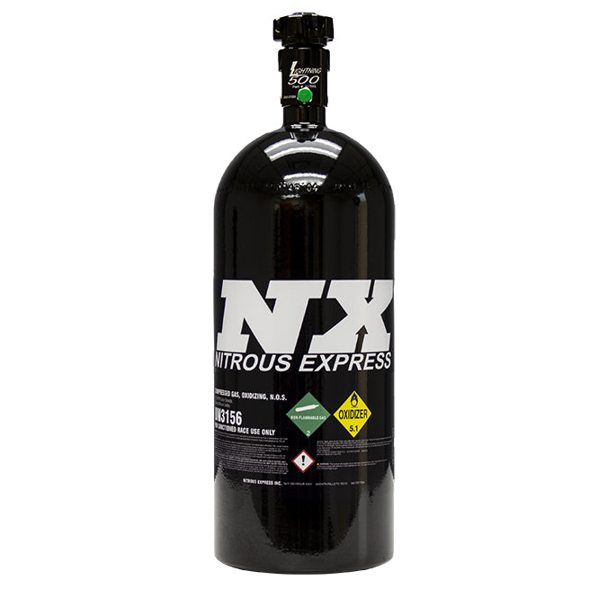Botella negra de 6,8 kg (15 lb) con válvula Lightning 500 de 6,89 de diámetro x 20,19 de alto Nitrous Express NX11150B