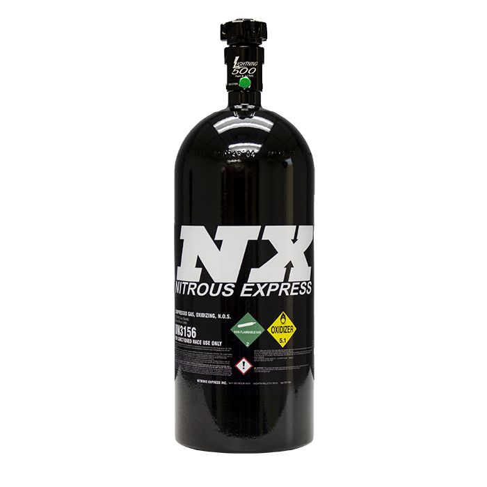 Botella negra de 4,5 kg (10 lb) con válvula Lightning 500, 6,89 de diámetro x 20,19 de altura, Nitrous Express NX11100B