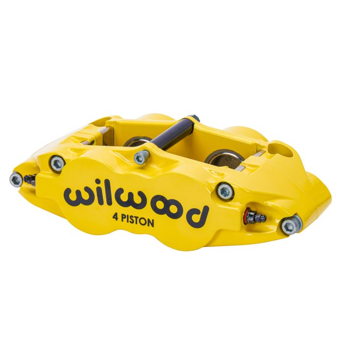 Pinza de freno radial universal Wilwood 120-14055 FNSL4R de 4 pistones, color amarillo.