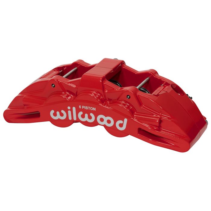 Pinza de freno Wilwood 120-14861 SX6R de montaje radial, izquierda, 6 pistones, roja.