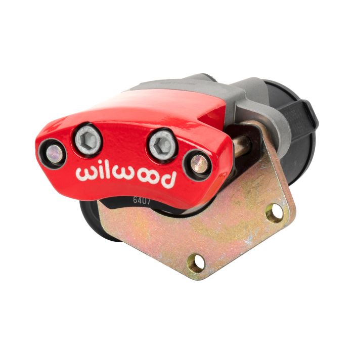 Pinza de freno de estacionamiento eléctrico Wilwood 120-15687 de montaje flotante, derecha, 1 pistón, color rojo.