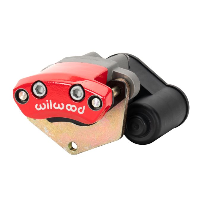 Pinza de freno de estacionamiento eléctrico Wilwood 120-15688 de montaje flotante, izquierda, 1 pistón, color rojo.