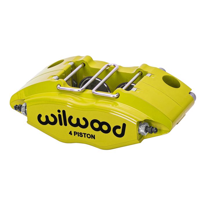 Pinza de freno radial universal Wilwood 120-8729 Powerlite de 4 pistones, color amarillo.