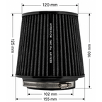 FMIC.Pro Conical Air Filter, 125 mm length, 102 mm diameter, black.