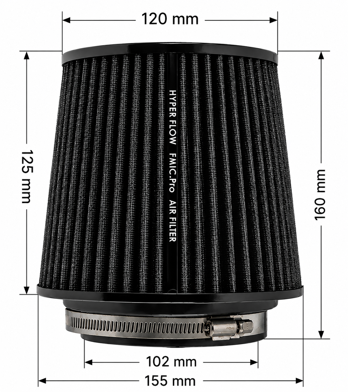 Filtro de aire cónico FMIC.Pro longitud 125 mm diámetro 102 mm azul