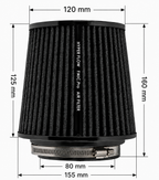 Filtro de aire cónico FMIC.Pro longitud 125 mm diámetro 80 mm negro