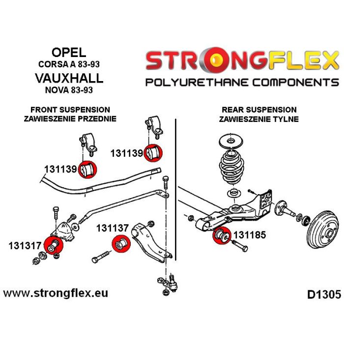 131137B: Front suspension arm inner bush
