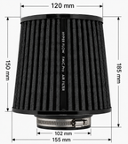 Filtro de aire cónico FMIC.Pro longitud 150 mm diámetro 102 mm azul