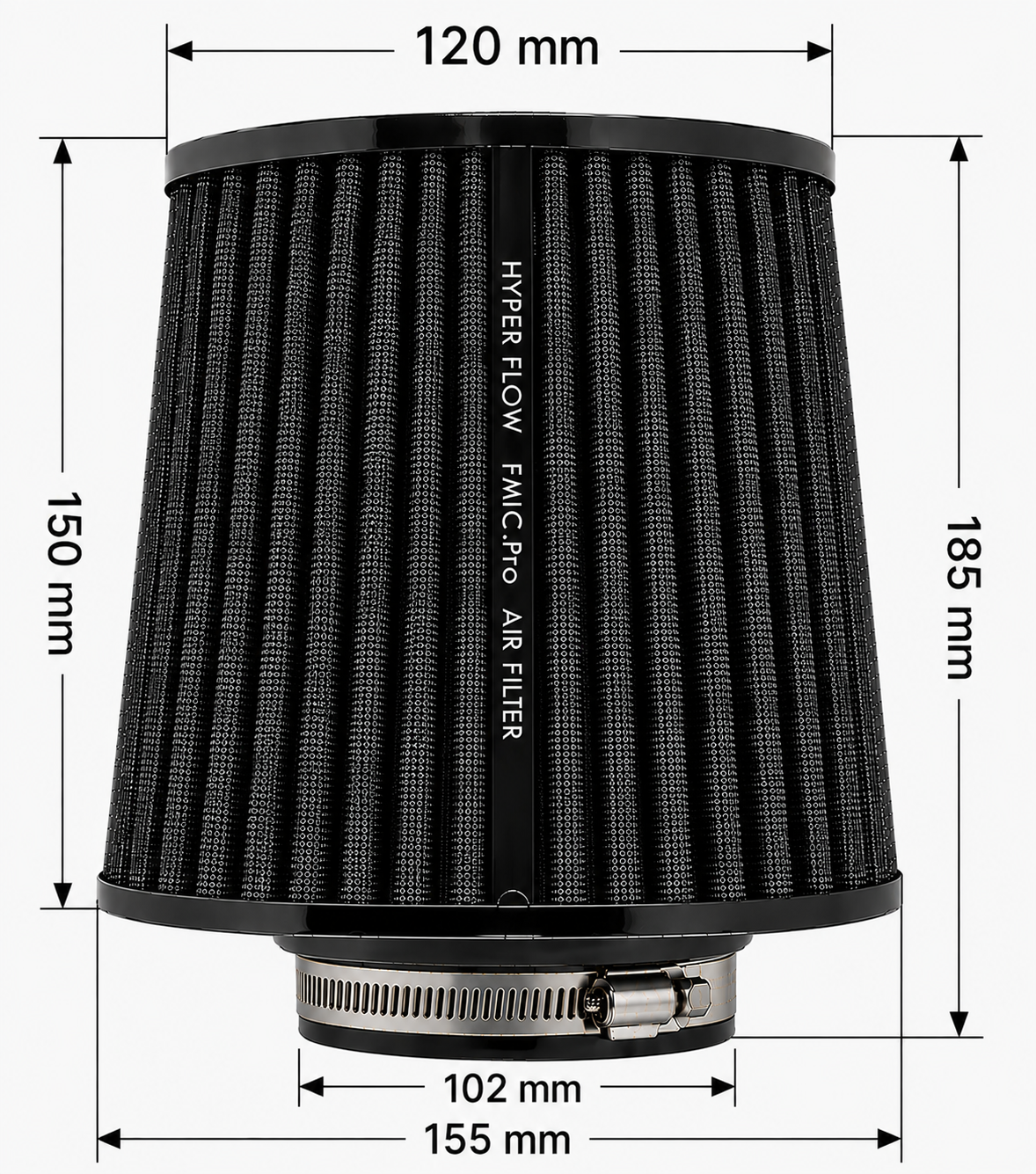 Filtro de aire cónico FMIC.Pro longitud 150 mm diámetro 102 mm azul