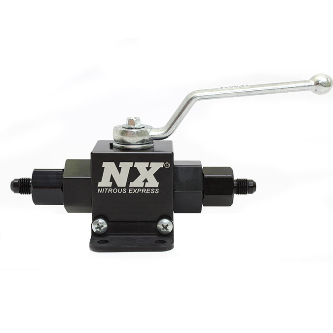 Válvula de bola en línea ligera de aluminio mecanizado - 1/2 pulgada de diámetro interior con racores 4AN Nitrous Express NX-15159-4