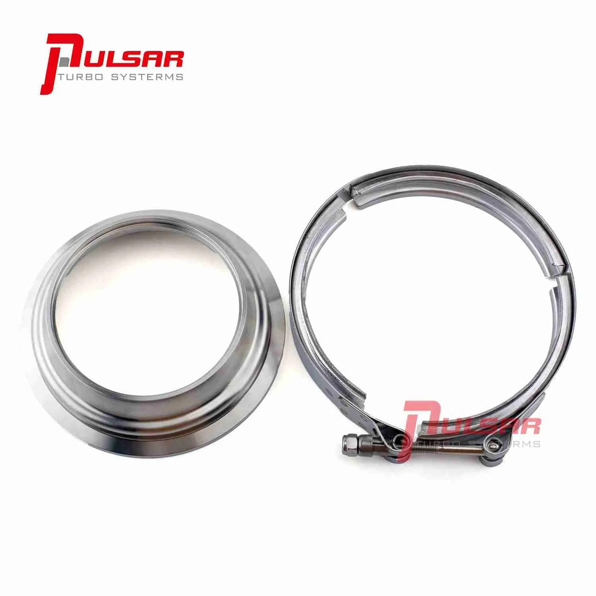 Kit de brida y abrazadera Pulsar PSR de acero inoxidable para turbo 400 T6 de 5" a 4"