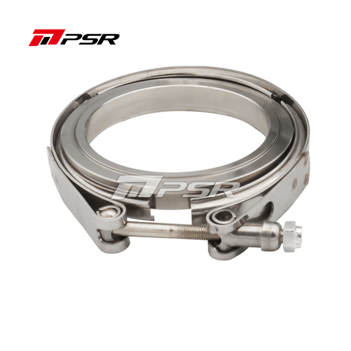 Pulsar PSR Stainless Steel V-Band Flange Clamp Kit T4 Twin Scroll 1.28A/R and 4" OD Turbine Housing Outlet