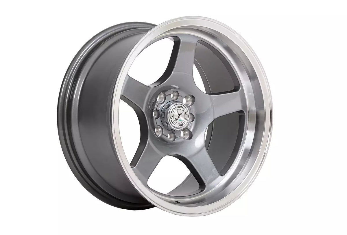 59°North Wheels D-004 8.5x17" ET10 4x100/4x114.3 Glossy gunmetal/polished lip