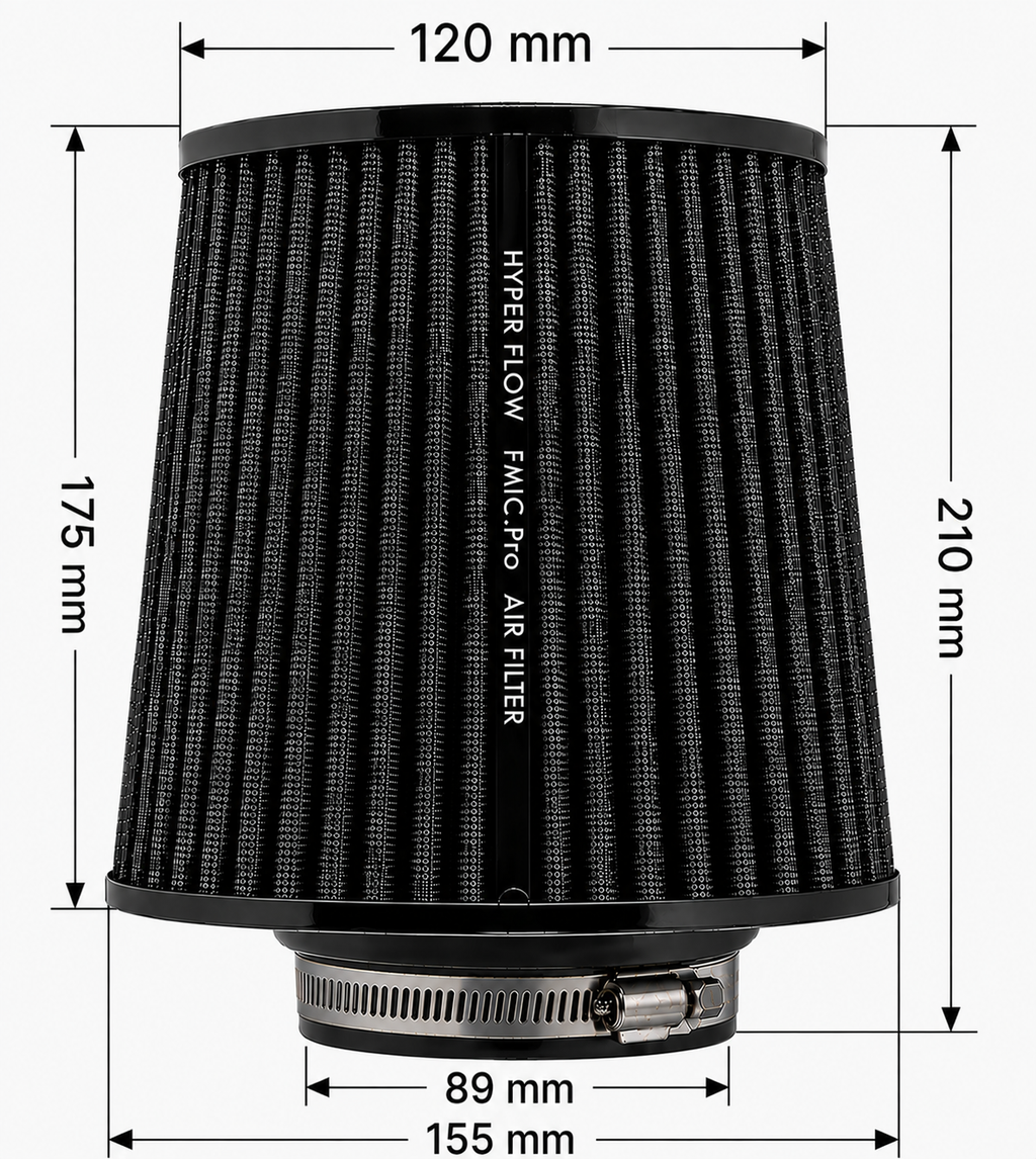 Filtro de aire cónico FMIC.Pro longitud 175 mm diámetro 89 mm negro
