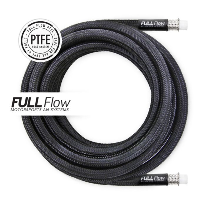 Black Nylon Braided Stainless Steel PTFE Fuel Hose, AN6, Nuke Performance, 1m (3.5ft)