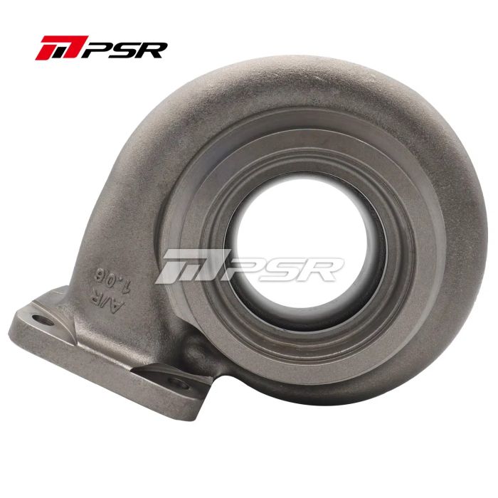 Carcasa de turbo Pulsar PSR 70G, entrada de doble espiral T4, salida con brida en V (compatible con tubos de 4" de diámetro exterior), relación A/R de 0,95 para turbos 6270G / 7170G.