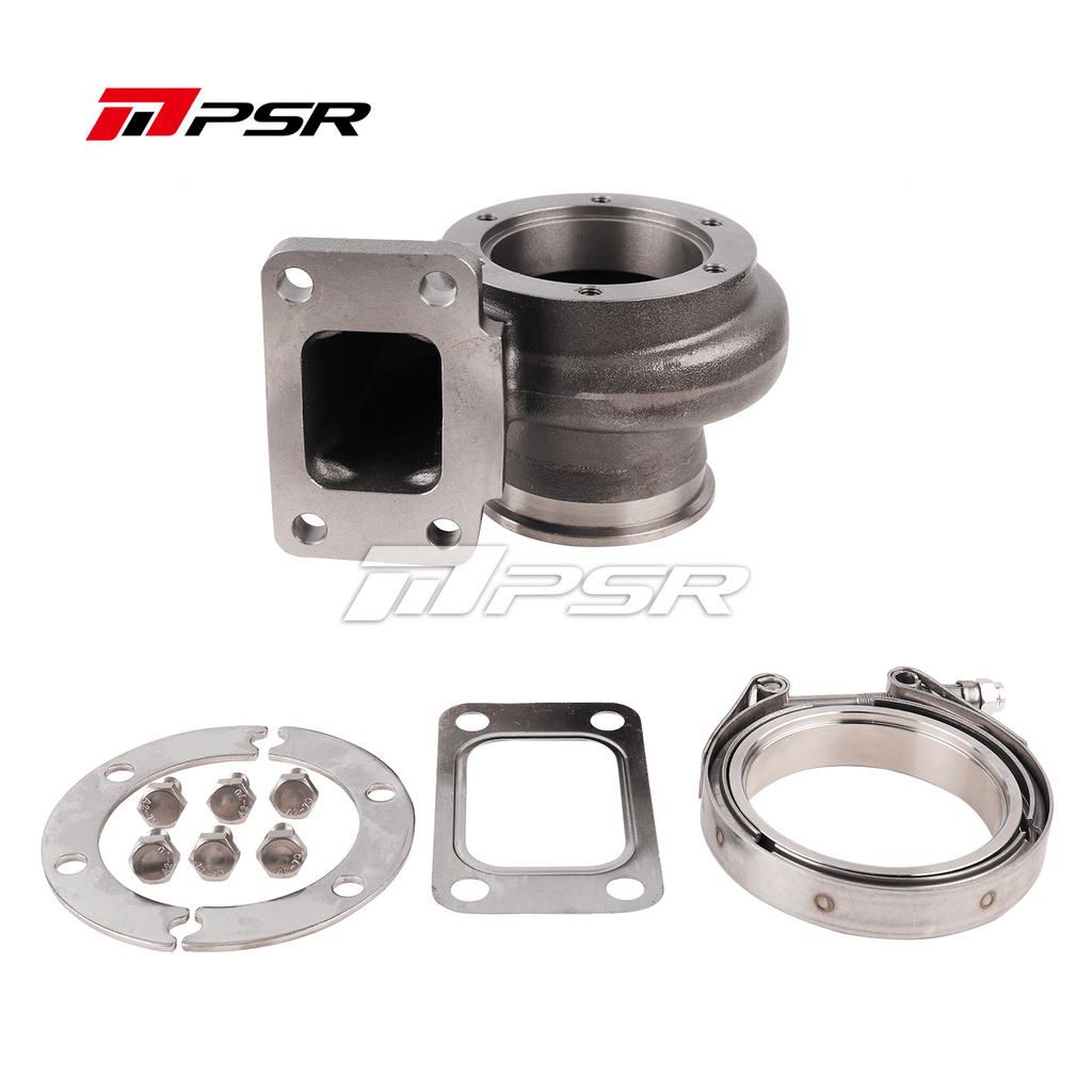 Carcasa de turbina Pulsar PSR para montaje directo en turbo Precision PTE Ball Bearing T4 abierta 0,96 A/R para turbo 6266 / 6466 / 6766