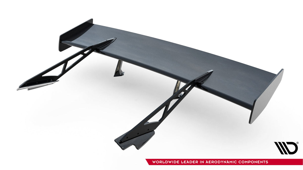 Alerón de carbono con soportes cuello de cisne + LED para Chevrolet Corvette Stingray / Grand Sport C7