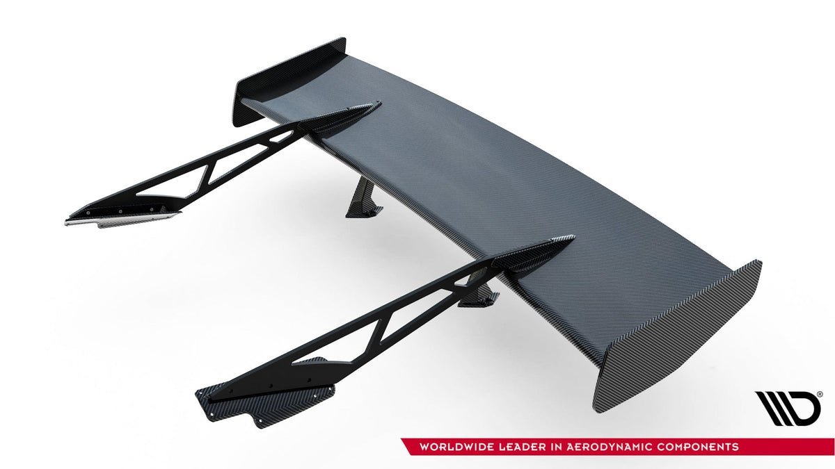 Alerón de carbono con soportes cuello de cisne + LED para Chevrolet Corvette Stingray / Grand Sport C7