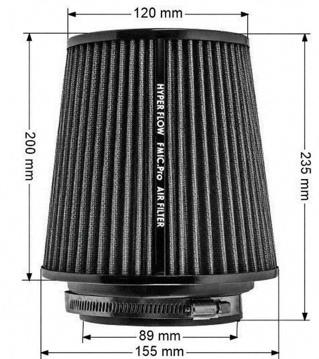 Filtro de aire cónico FMIC.Pro longitud 200 mm diámetro 89 mm negro