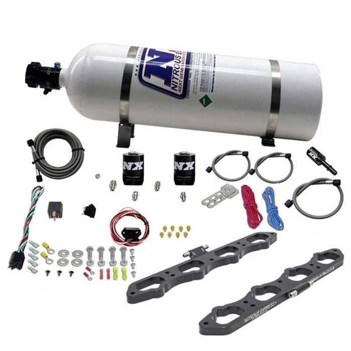 Sistema de placa de puerto directo Nitro Nitrous Express NX 20956-15 para motor Coyote con botella de 15 lb