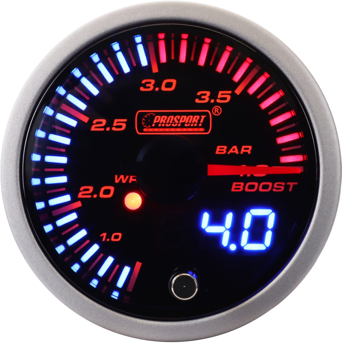 Prosport JDM Series 52 mm - Manómetro de presión de turbo de 0 a 4 bares con sensor impermeable