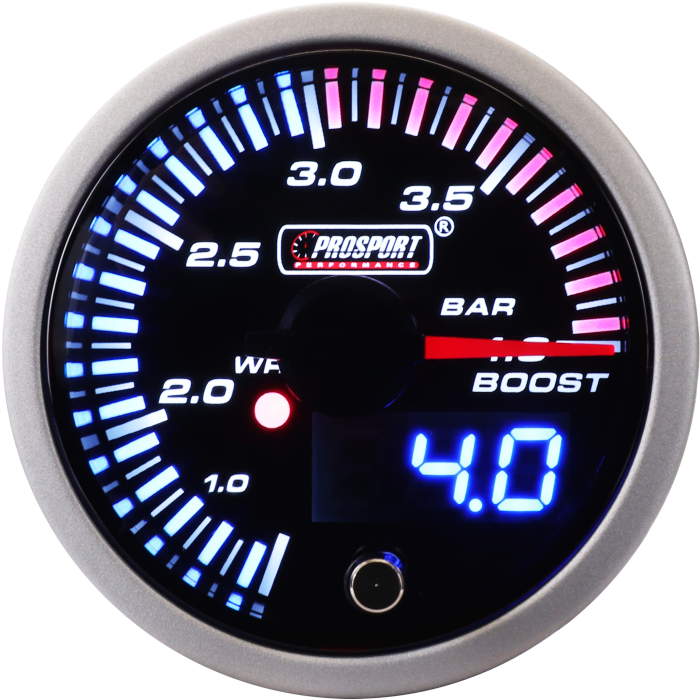 Prosport JDM Series 52 mm - Manómetro de presión de turbo de 0 a 4 bares con sensor impermeable
