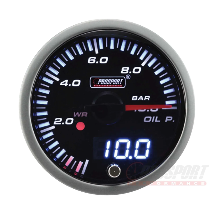 Manómetro de presión de aceite Prosport JDM Series de 52 mm con sensor eléctrico