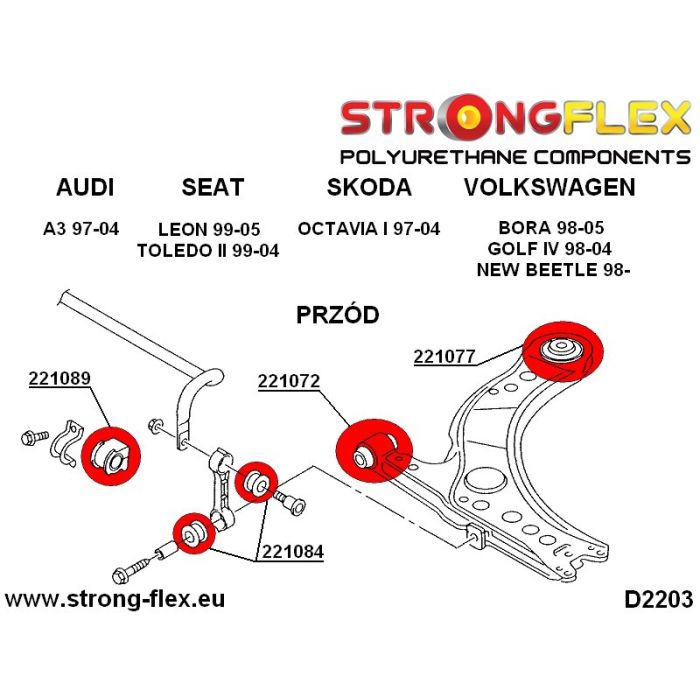 221077B: Front wishbone rear bush 13mm