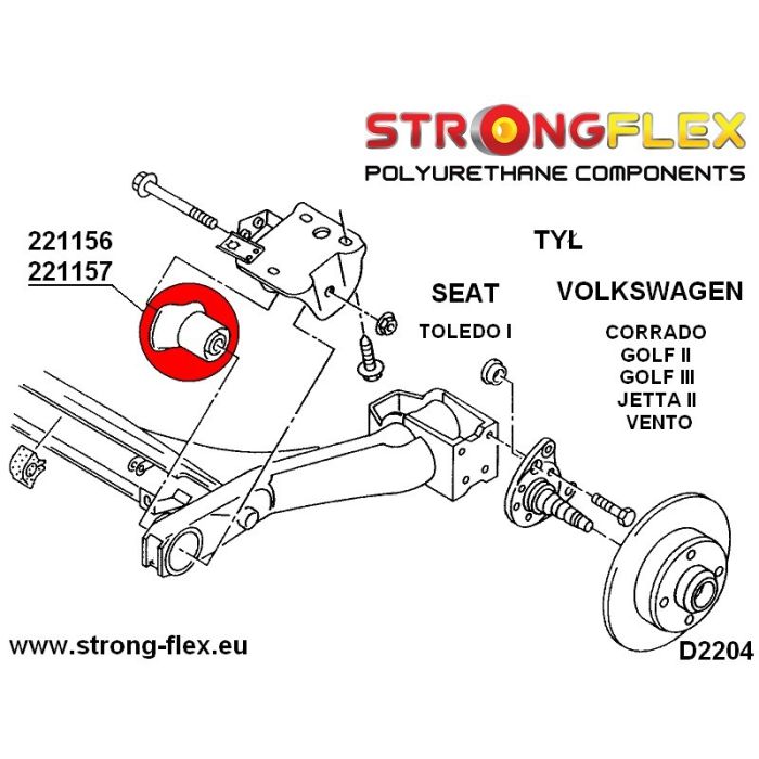 221156A: Rear subframe bush 45mm SPORT