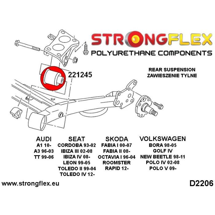 221245A: Rear subframe bush SPORT